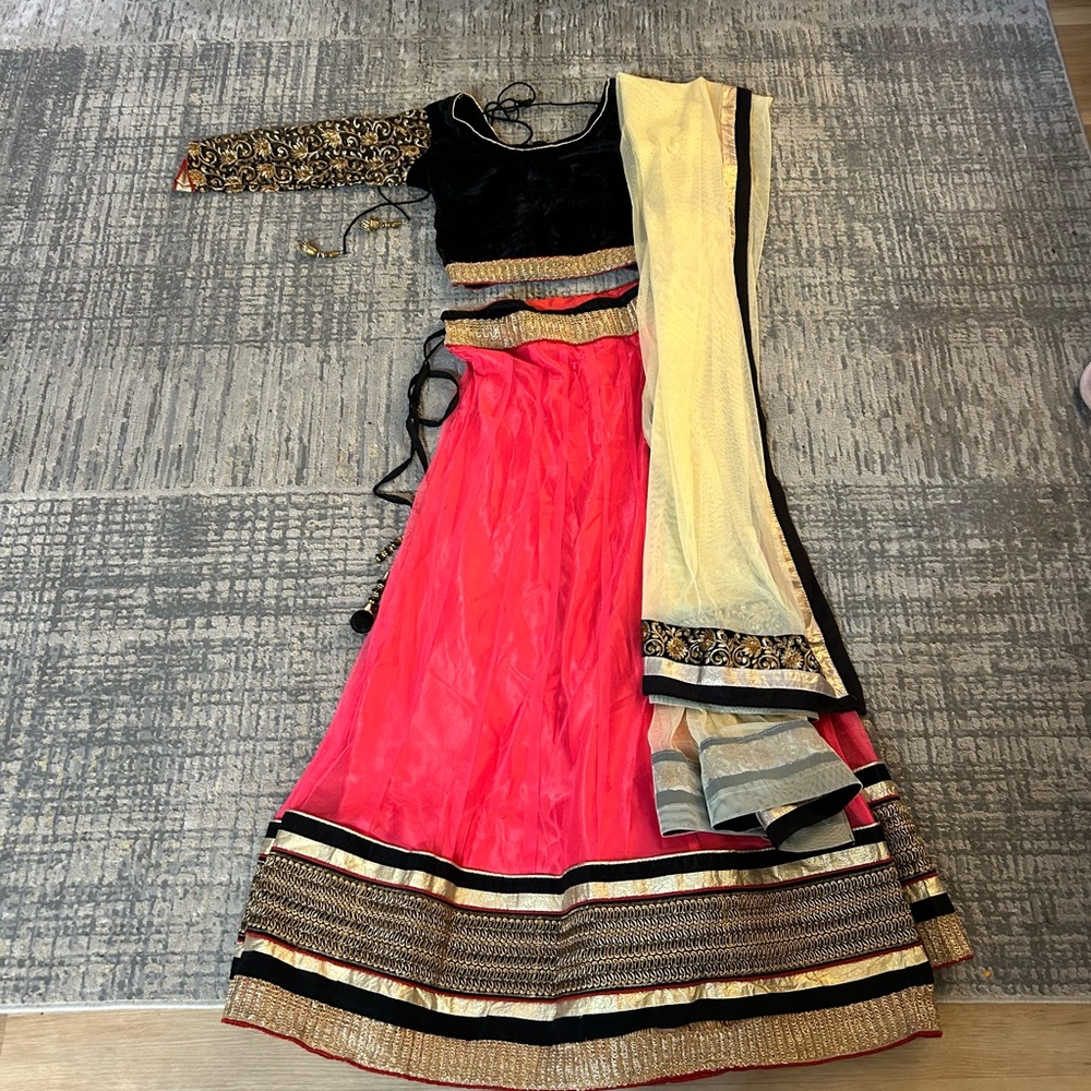 pink and cream lehenga, perfect for parties/wedding guest